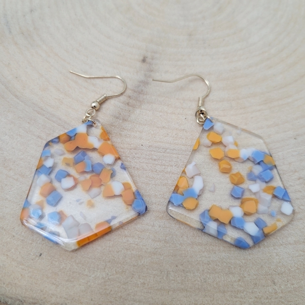 Brand New Y2K Style Blue & Orange Pattern Earrings